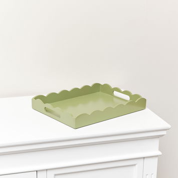 Rectangle Olive Green Scalloped Tray