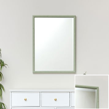 Rectangle Sage Green Bobbin Bobble Wall Mirror 62cm x 82cm