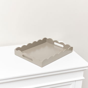 Rectangle Taupe Scalloped Tray