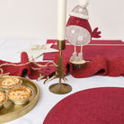 Red Felt Robin Standing Decoration with Wooden Base - 22cm