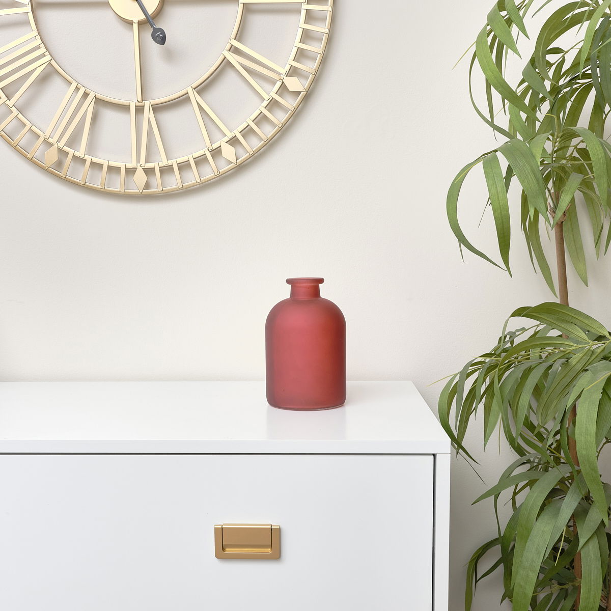 Red Frosted Glass Bottle Vase | Melody Maison