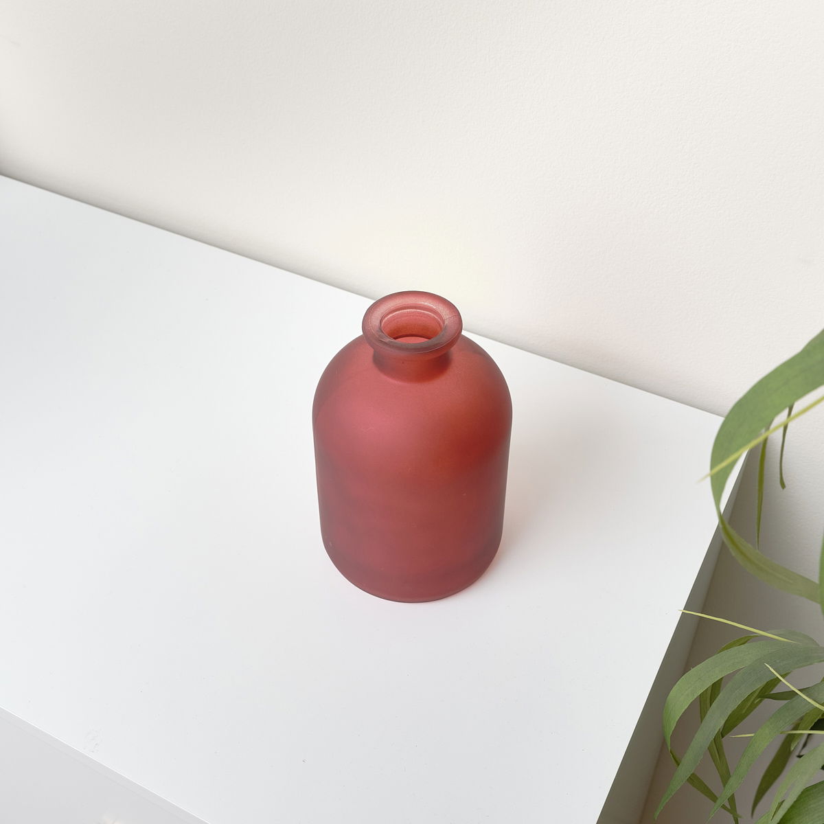 Red Frosted Glass Bottle Vase | Melody Maison