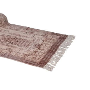 Red & White Fringed Cotton Rug 240cm