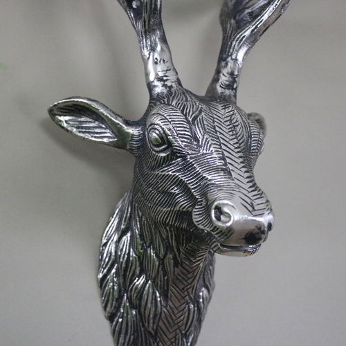 Silver Metal Wall Mounted Stag Head