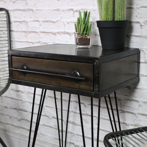 Retro Industrial Metal Bedside Table