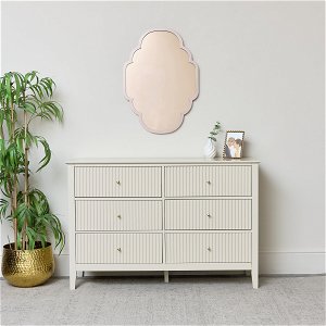 Rose Gold Curved Scalloped Framed Wall Mirror 70cm x 50cm