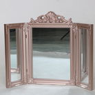 Rose Gold Pink Ornate Dressing Table Triple Mirror