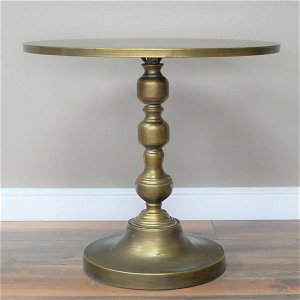 Round Antique Brass Metal Side Table
