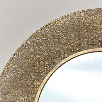 Round Antique Gold Effect Filigree Mirror 90cm x 90cm