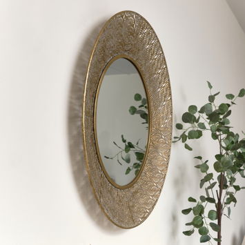 Round Antique Gold Effect Filigree Mirror 90cm x 90cm