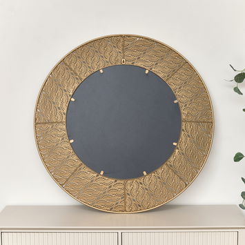 Round Antique Gold Effect Filigree Mirror 90cm x 90cm