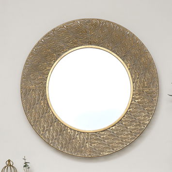 Round Antique Gold Effect Filigree Mirror 90cm x 90cm