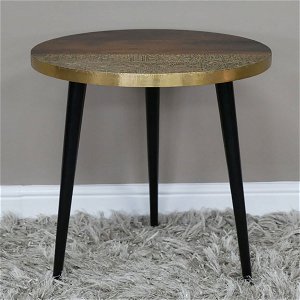 Round Black And Gold Side Table