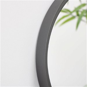 Round Dark Grey Framed Mirror 31cm x 31cm