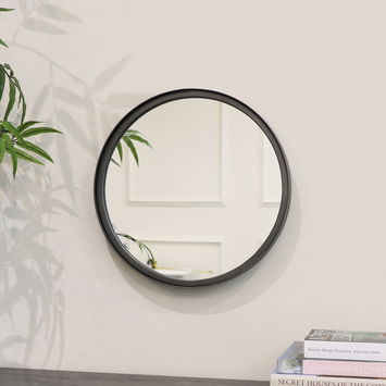 Round Dark Silver Grey Framed Mirror 31cm x 31cm