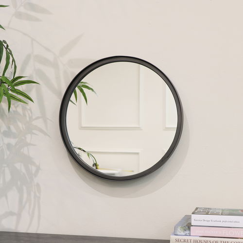 Round Dark Silver Grey Framed Mirror 31cm x 31cm