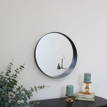 Round Black Framed Mirror 50cm x 50cm