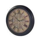 Round Black Industrial Gears Wall Clock - 67cm x 67cm