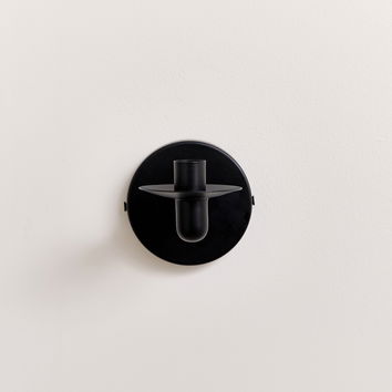 Round Black Metal Candle Wall Sconce 