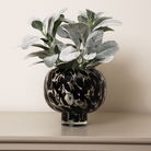 Round Black Mottled Tortoiseshell Bubble Vase - 14cm