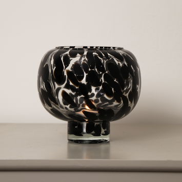 Round Black Mottled Tortoiseshell Bubble Vase - 14cm