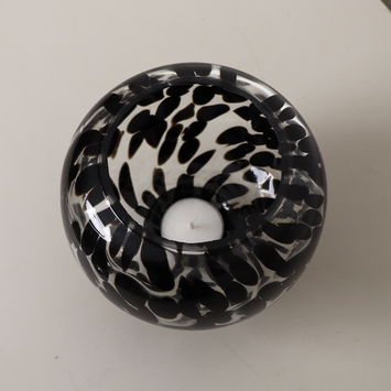 Round Black Mottled Tortoiseshell Bubble Vase - 14cm