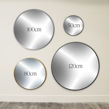 Round Black Wall Mirror 80cm x 80cm