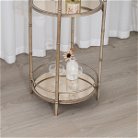 Round Champagne 2 Tier Mirrored Side Table
