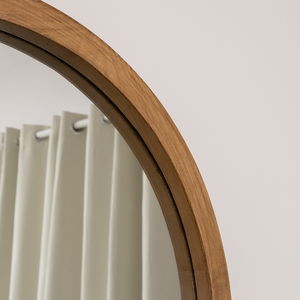 Round Dark Wood Frame Mirror - 55cm