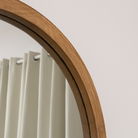 Round Dark Wood Frame Mirror - 55cm