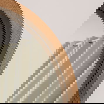 Round Dark Wood Frame Mirror - 55cm