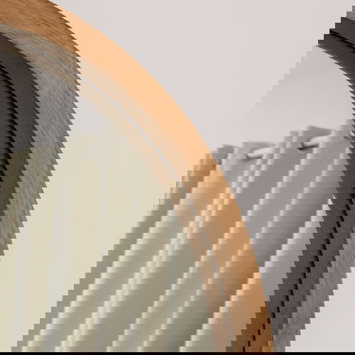 Round Dark Wood Frame Mirror - 55cm