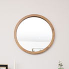 Round Dark Wood Frame Mirror - 55cm