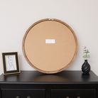 Round Dark Wood Frame Mirror - 55cm
