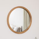 Round Dark Wood Frame Mirror - 55cm