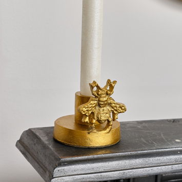 Round Gold Bee Candle Holder - 6cm