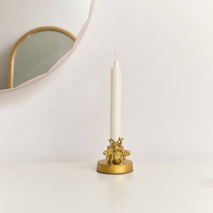 Round Gold Bee Candle Holder - 6cm