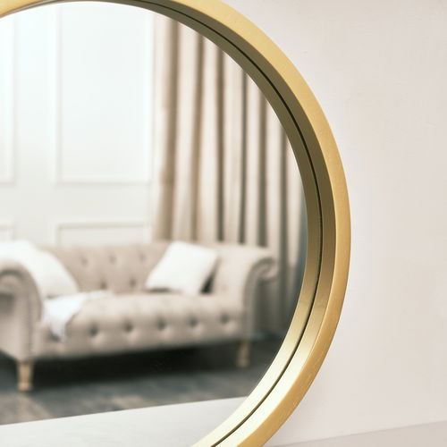 Round Gold & Black Freestanding Table Top Mirror 