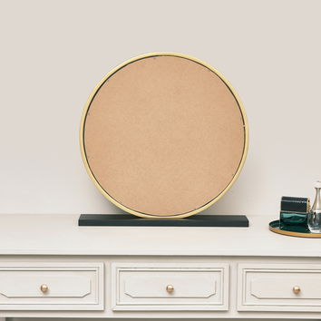 Round Gold & Black Freestanding Table Top Mirror