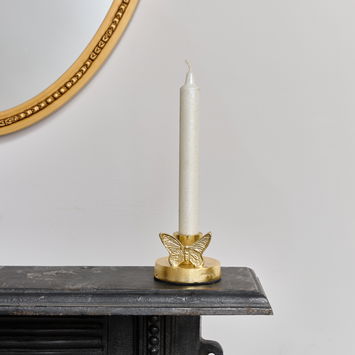 Round Gold Butterfly Candle Holder - 6cm