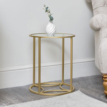 Round Gold & Glass Side Table