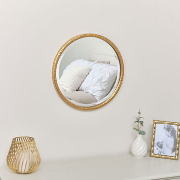 Round Gold Hammered Wall Mirror - 40cm x 40cm