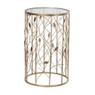 Round Gold Metal & Glass Leaves Detail Side Table