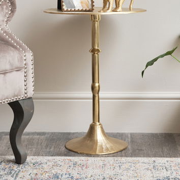 Round Gold Metal Side Table