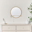 Round Gold Mirror With Jewellery Hooks - 50cm x 50cm