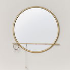 Round Gold Mirror With Jewellery Hooks - 50cm x 50cm