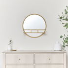 Round Gold Mirror With Shelf - 50cm x 50cm