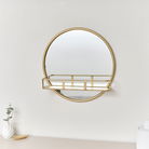 Round Gold Mirror With Shelf - 50cm x 50cm