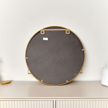 Round Gold Mirror With Shelf - 50cm x 50cm