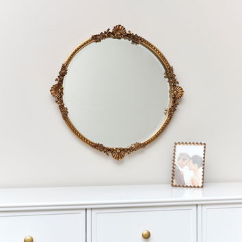 Round Gold Ornate Wall Mirror 56cm x 56cm